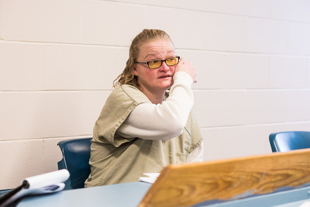 Megan Quinn, in the Androscoggin County Jail, tells the story of her horrific transport last year, from Florida to Maine. (Sun Journal file photo)