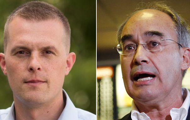 Rep.-elect Jared Golden, left, and Rep. Bruce Poliquin