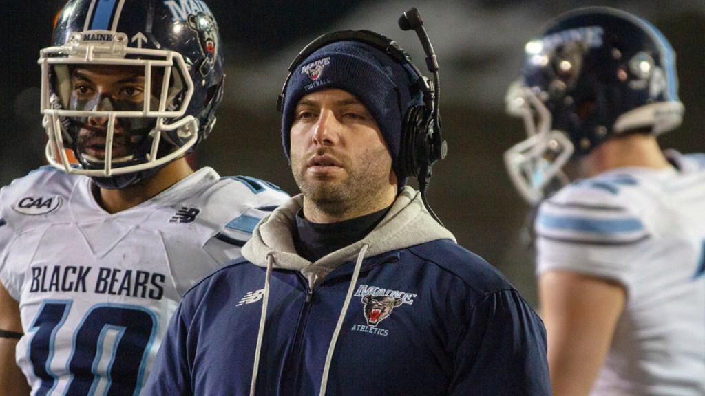 Andrew Dresner coached wide receivers last fall for the UMaine football team. He was promoted Friday to offensive coordinator of the Black Bears. (University of Maine photo)
