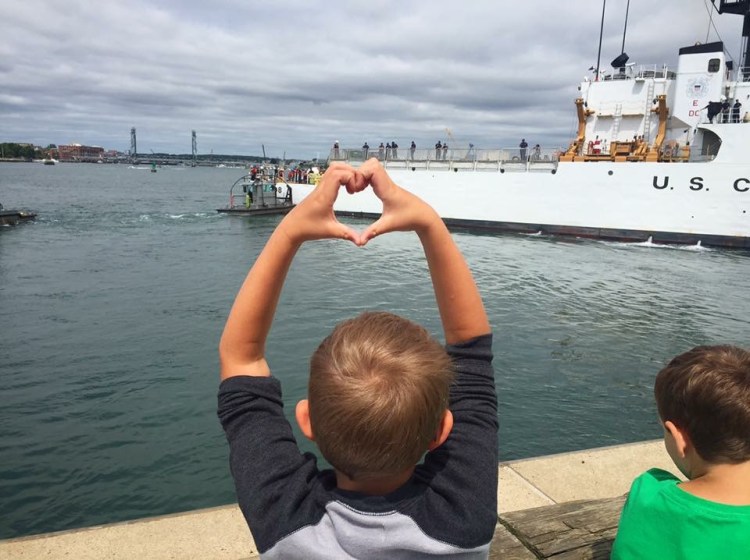 Lindsay Scott's son demonstrates some Coast Guard love.