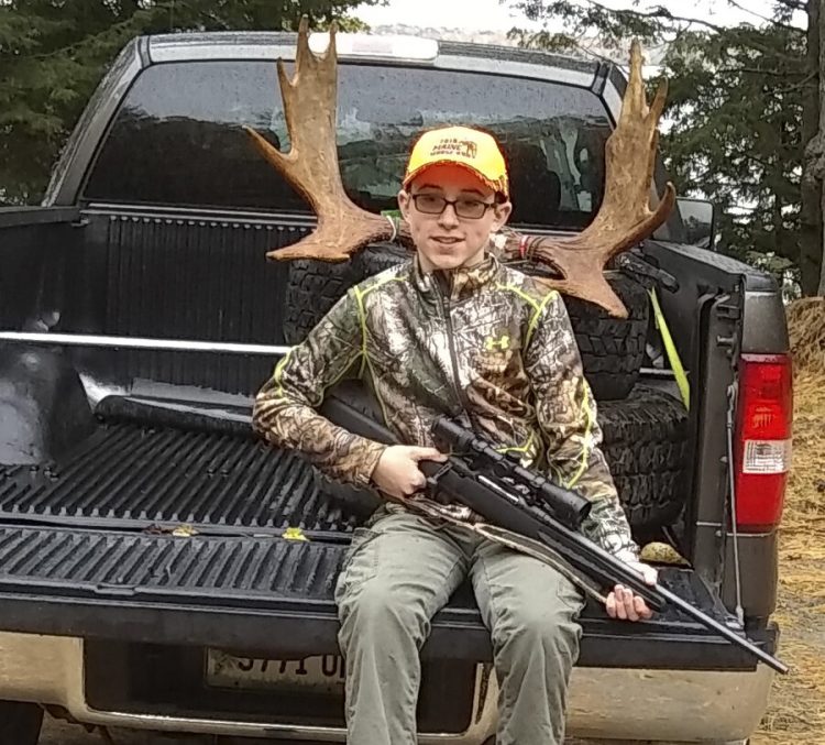 Middle-schoolers Dakoda Davis, pictured, of East Machias and Makenna Gardner asked their local state representative, Rep. William Tuell, R-Machias, to sponsor a bill to increase hunting opportunities for young people.