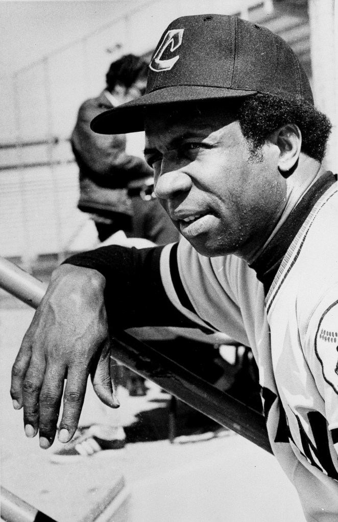 Frank Robinson watches during spring training Tucson, Ariz., in 1975, when he became the first black manager in Major League Baseball.