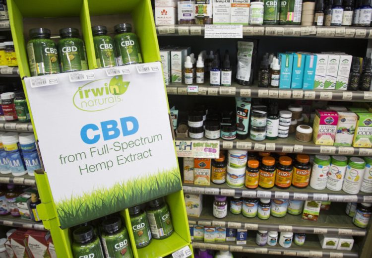 Products with hemp-derived cannabidiol were being sold at Morning Glory Natural Foods in Brunswick early this year. Gov. Janet Mills signed emergency legislation in March that allowed for the continued sale of CBD foods in Maine, but Maine did not direct its public health and restaurant inspectors to start enforcing the local CBD requirement among retail food sellers, manufacturers and restaurants until Thursday.
