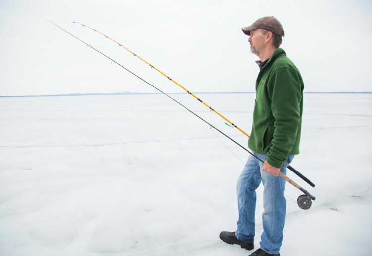 Jim Goodale of Standish, who caught a couple of "trophy" togue while ice fishing this winter, is excited for open water season and hopes the trend of landing big fish continues. 