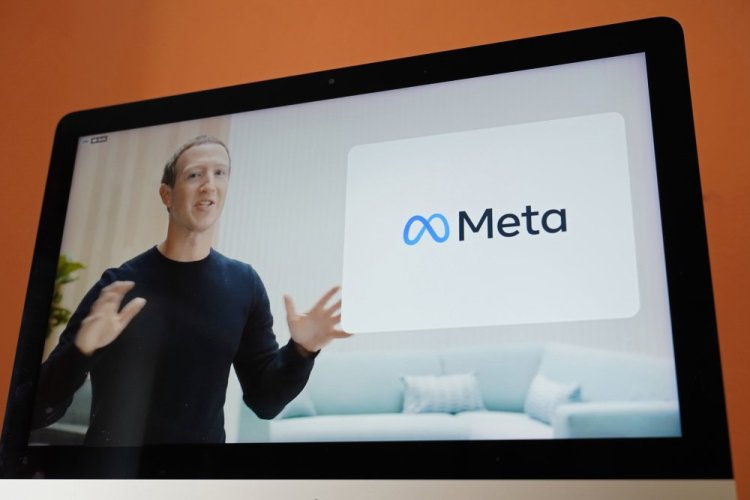 Seen on the screen of a device in Sausalito, Calif., Facebook CEO Mark Zuckerberg announces their new name, Meta, during a virtual event on Thursday, Oct. 28. 