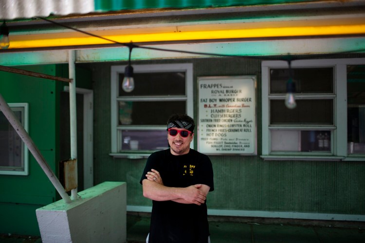 Mike Jerome at Fat Boy Drive-In, one of three restaurants that he owns in Brunswick. 