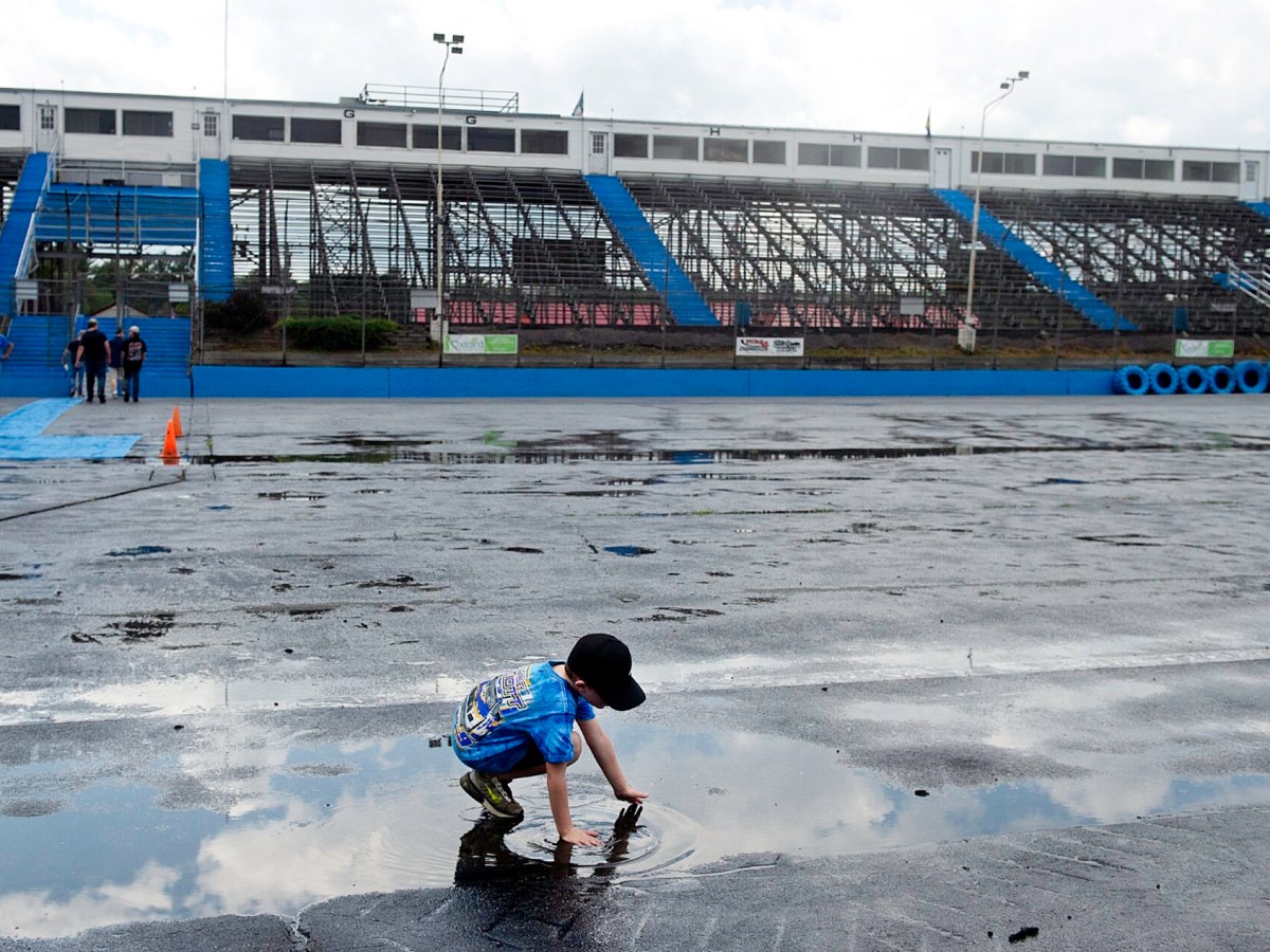 Photo Album: Media and drivers get a wet welcome at Oxford Plains Speedway
