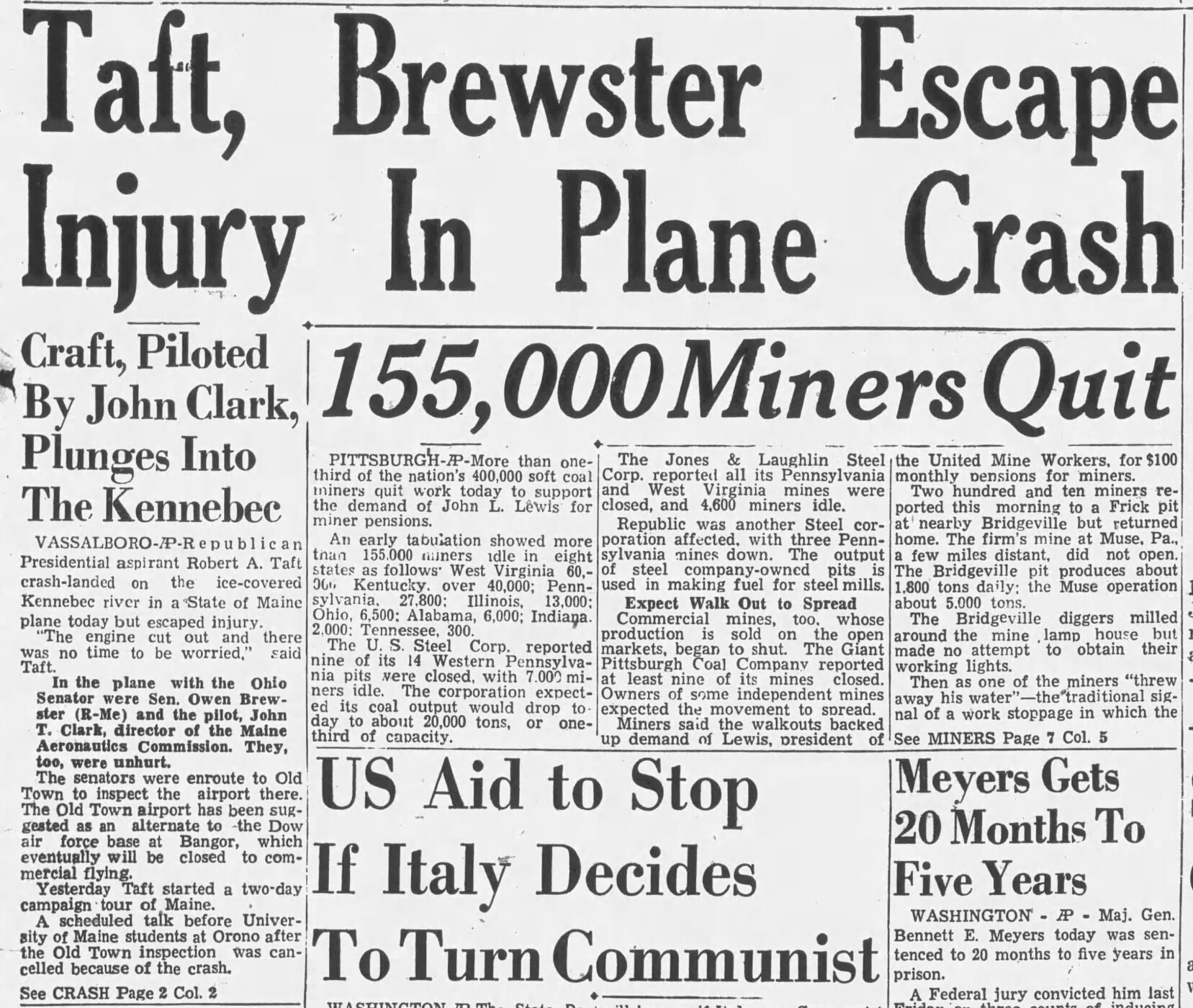 Looking Back on March 15: 'Taft, Brewster escape injury in plane crash