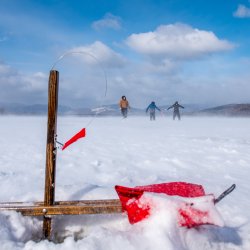 Ice fishing in Western Maine
